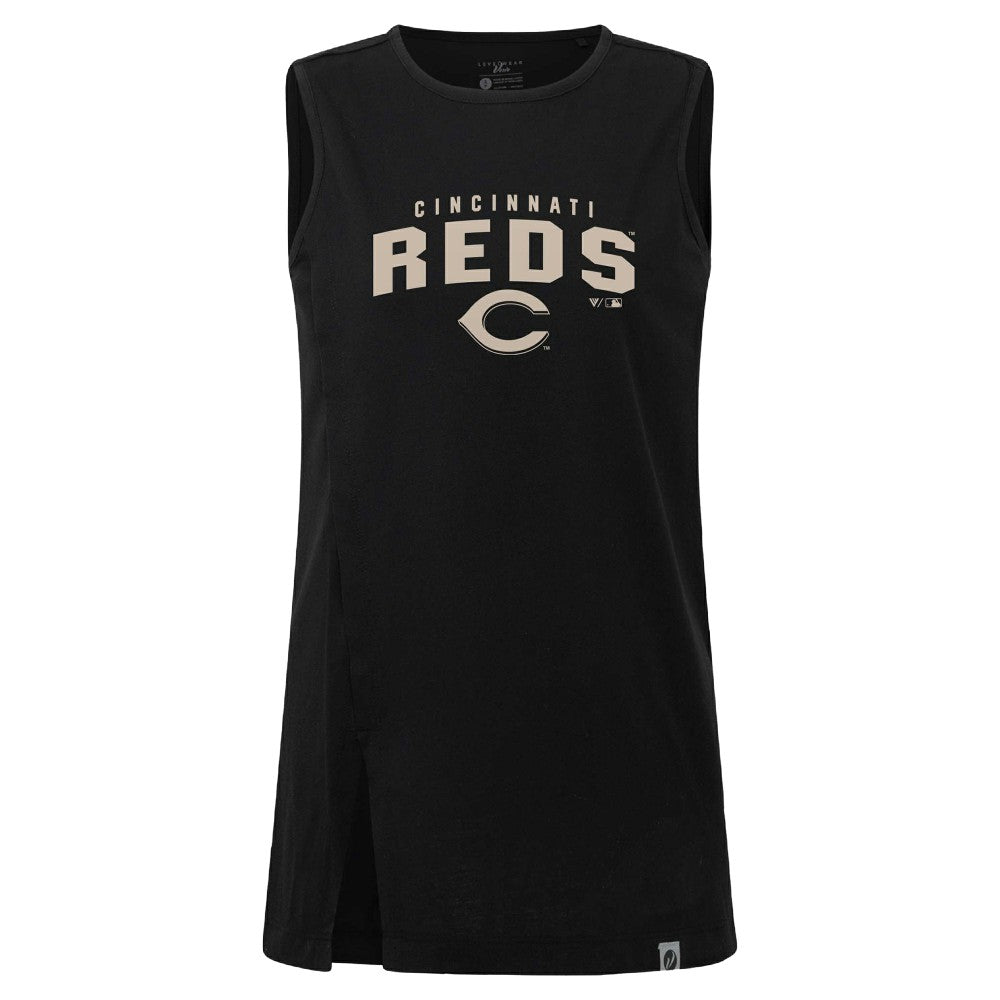 Cincinnati Reds Levelwear Women's Influx Team Arch Tank Top Black