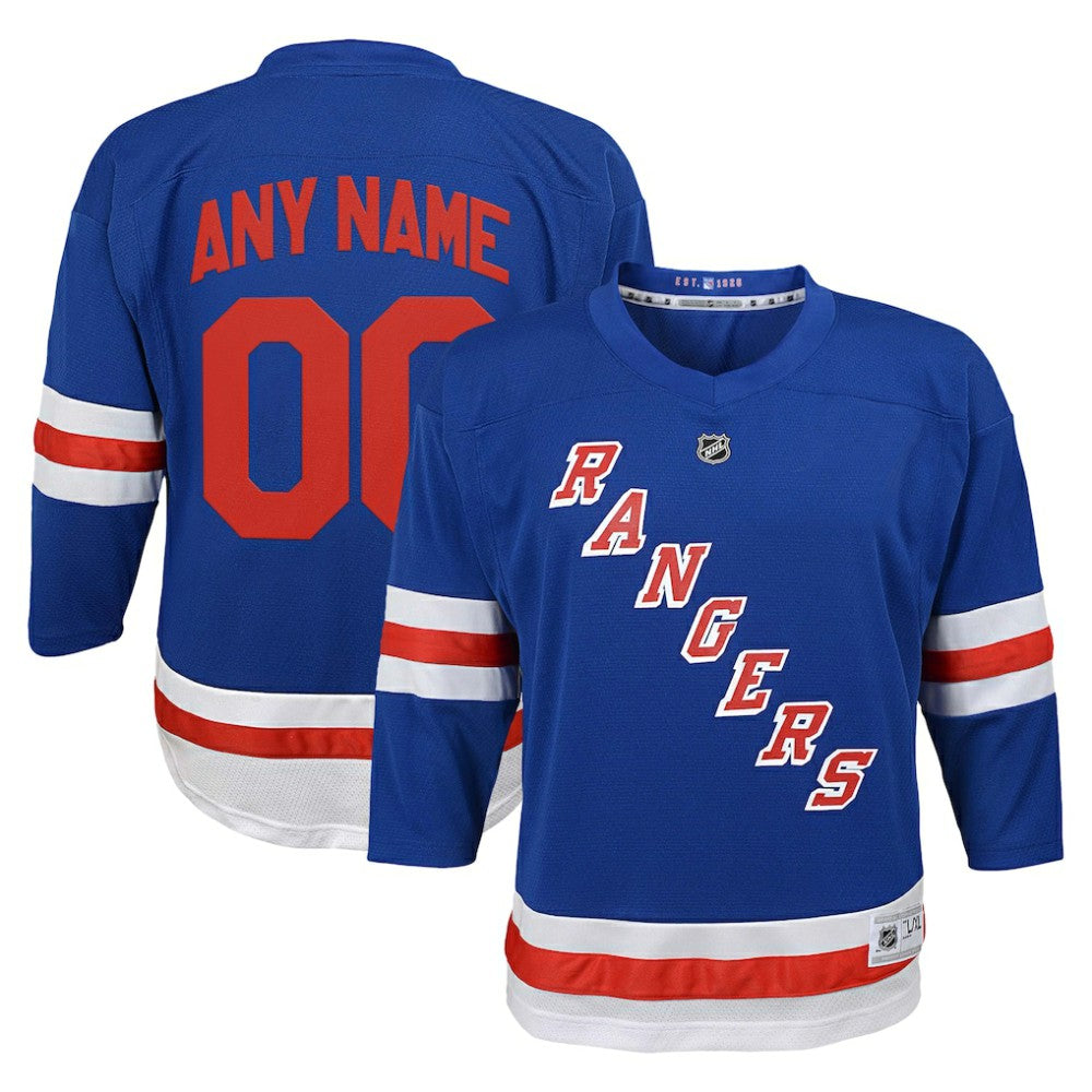 New York Rangers Youth Replica Custom Jersey - Blue Jerseys