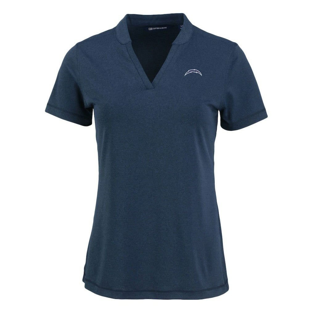 Los Angeles Chargers Cutter & Buck Women's Forge Stretch Blade DryTec V-Neck Polo - Heather Navy for sale
