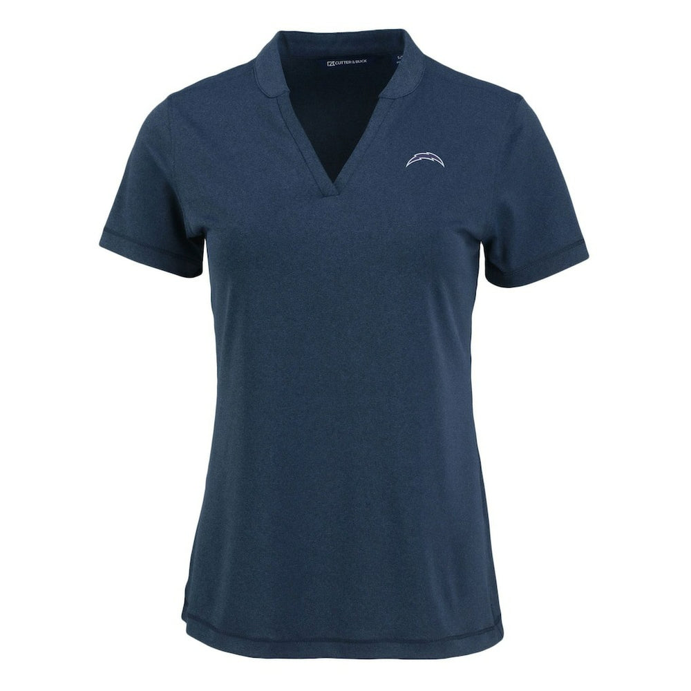 Los Angeles Chargers Cutter & Buck Women's Forge Stretch Blade DryTec V-Neck Polo - Heather Navy for sale
