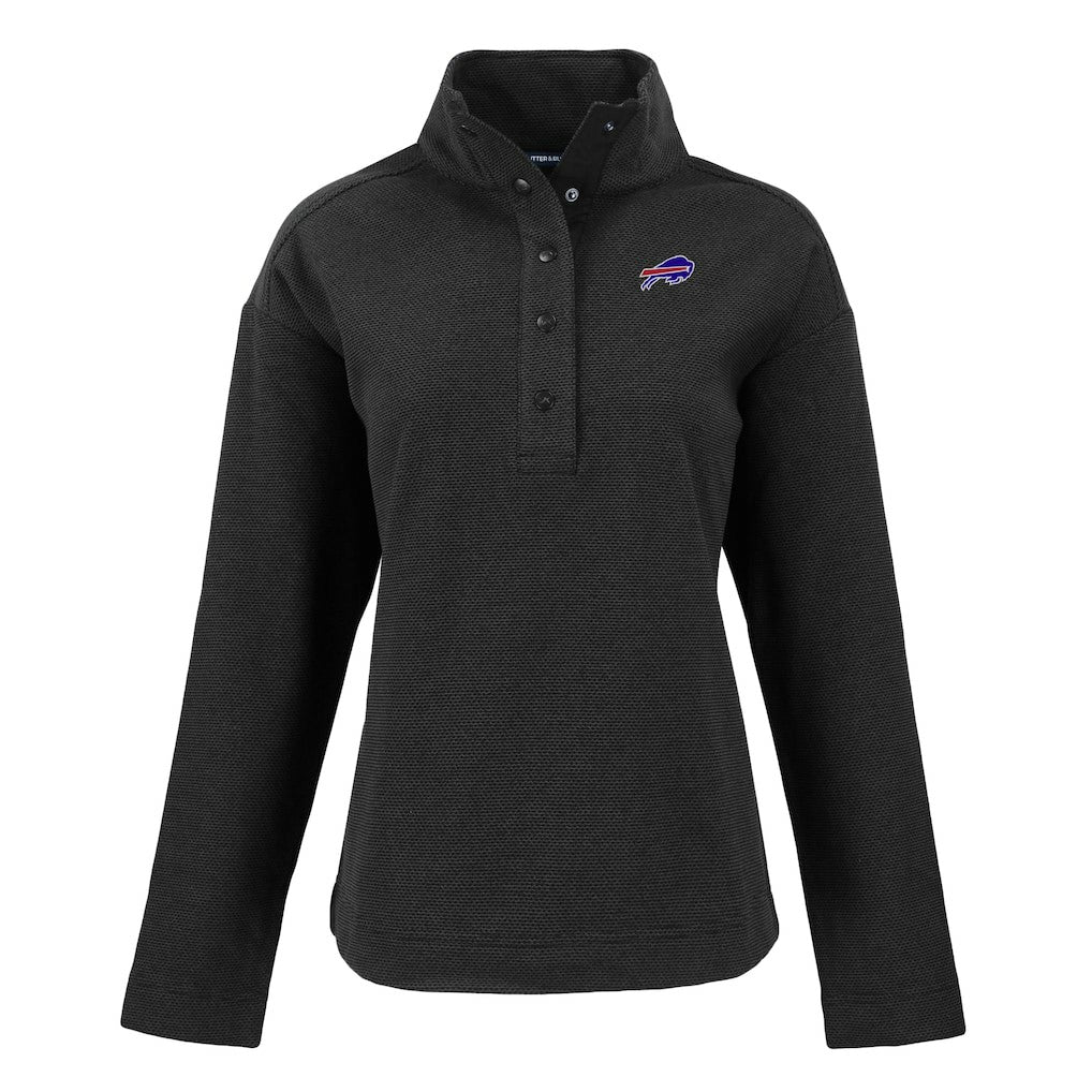 Buffalo Bills Cutter & Buck Women's Hunts Point Eco Half-Snap Sweatshirt - Black cheap