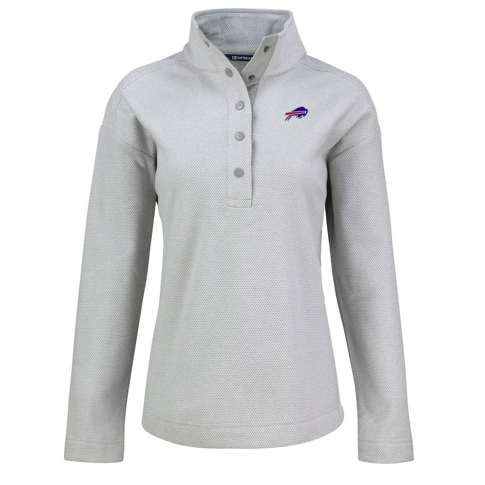 Buffalo Bills Cutter & Buck Women's Hunts Point Eco Half-Snap Sweatshirt - Gray discount