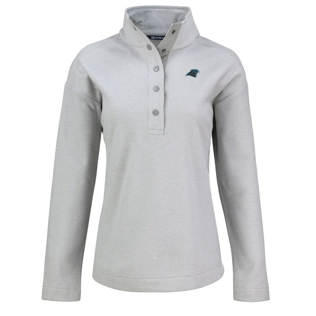 Carolina Panthers Cutter & Buck Women's Hunts Point Eco Half-Snap Sweatshirt - Gray online