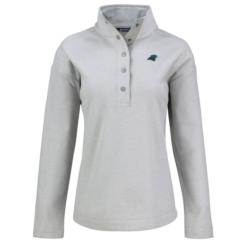 Carolina Panthers Cutter & Buck Women's Hunts Point Eco Half-Snap Sweatshirt - Gray online