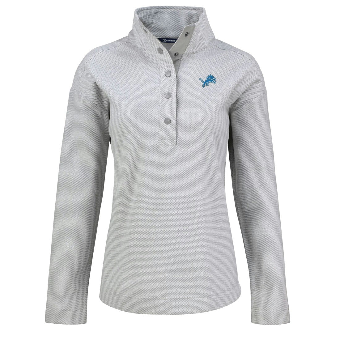 Detroit Lions Cutter & Buck Women's Hunts Point Eco Half-Snap Sweatshirt - Gray online