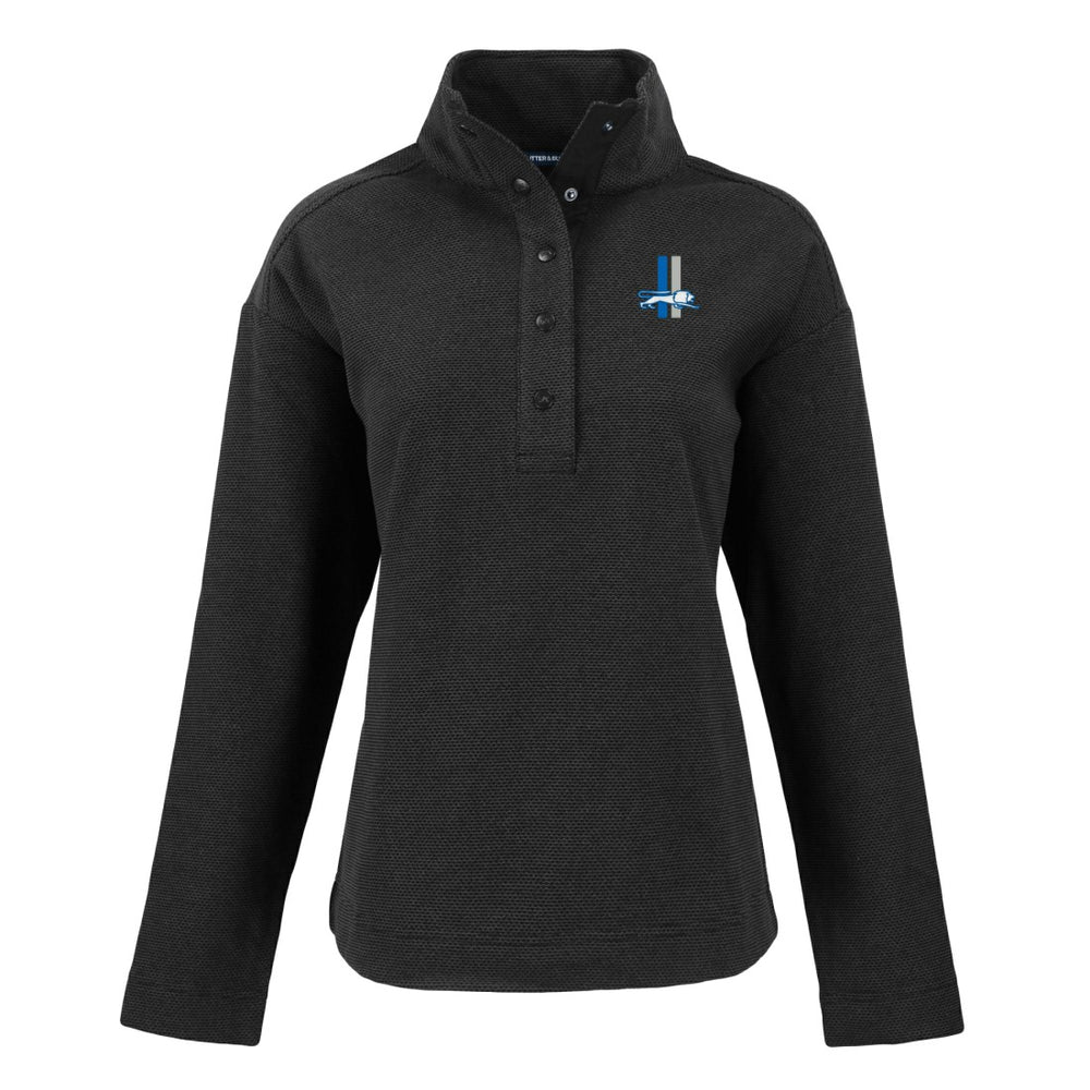 Detroit Lions Cutter & Buck Women's Hunts Point Eco Half-Snap Sweatshirt - Black sale