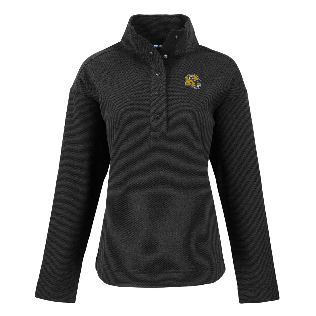 Green Bay Packers Cutter & Buck Women's Hunts Point Eco Half-Snap Sweatshirt - Black sale