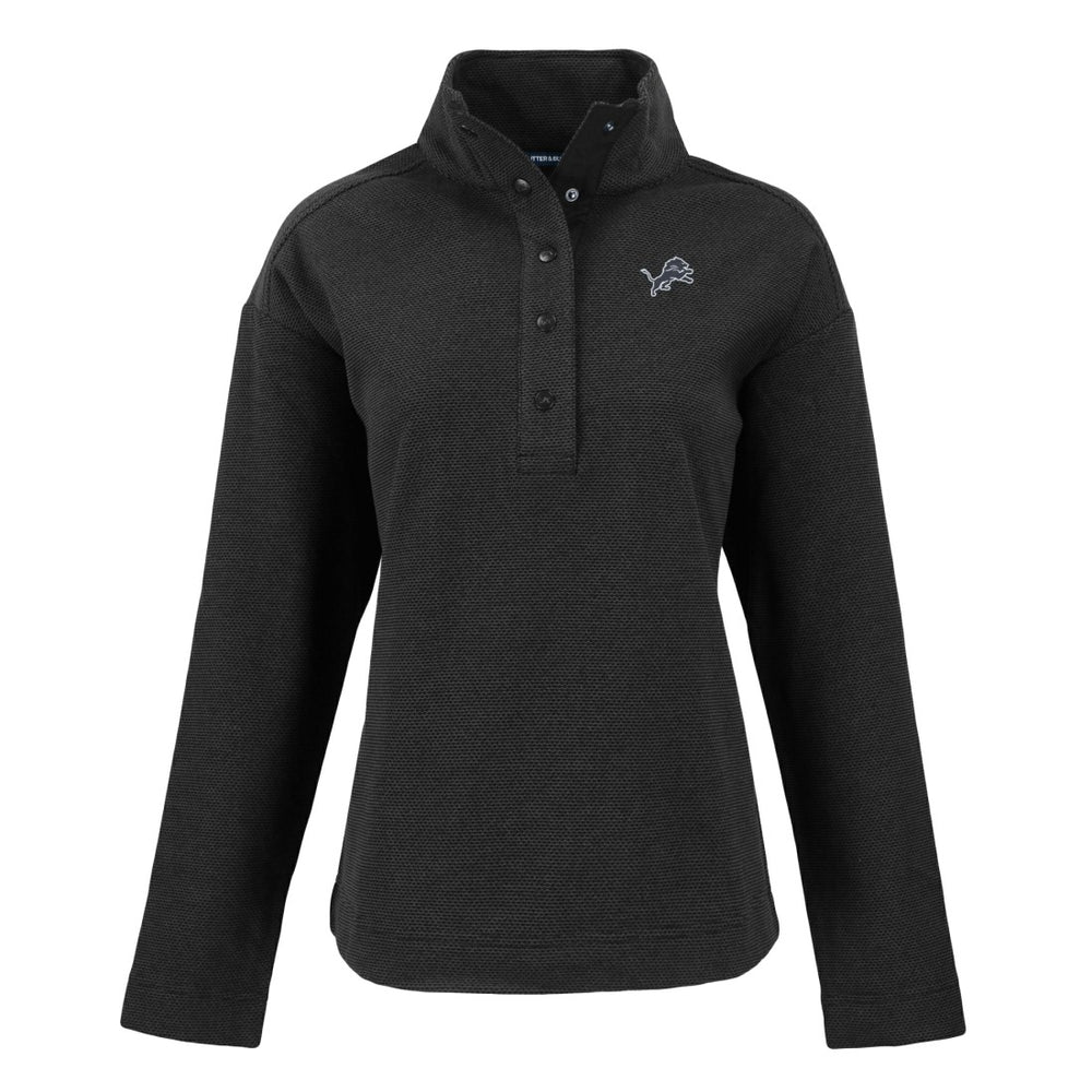Detroit Lions Cutter & Buck Women's Hunts Point Eco Half-Snap Sweatshirt - Black for sale