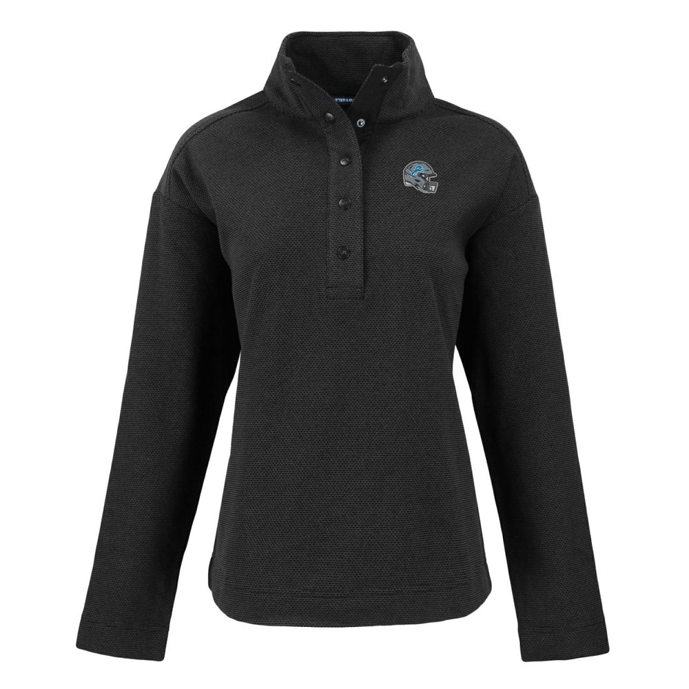 Detroit Lions Cutter & Buck Women's Hunts Point Eco Half-Snap Sweatshirt - Black sale