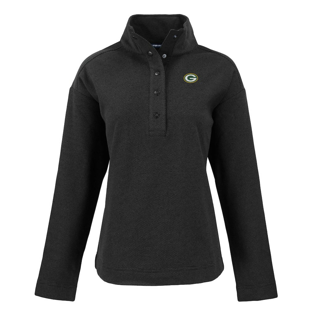 Green Bay Packers Cutter & Buck Women's Hunts Point Eco Half-Snap Sweatshirt - Black online
