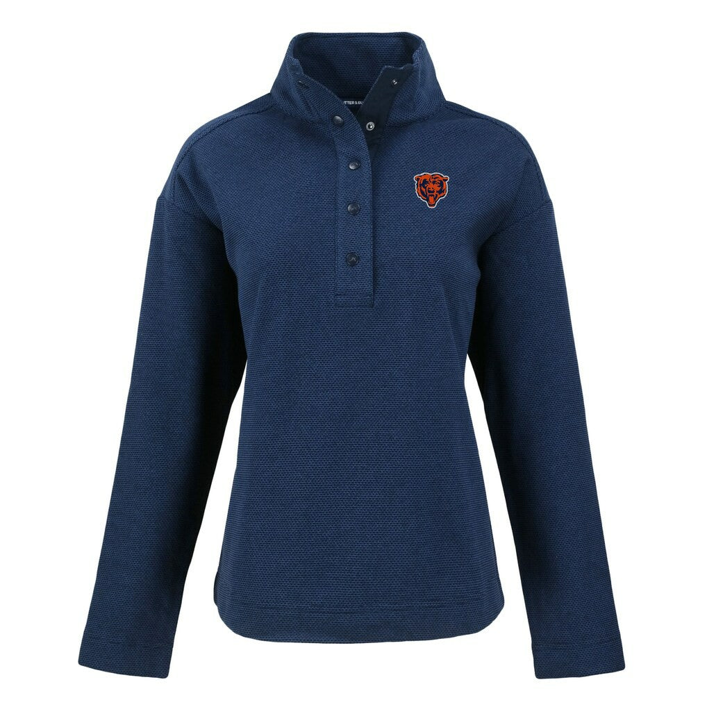 Chicago Bears Cutter & Buck Women's Hunts Point Eco Half-Snap Sweatshirt - Navy online