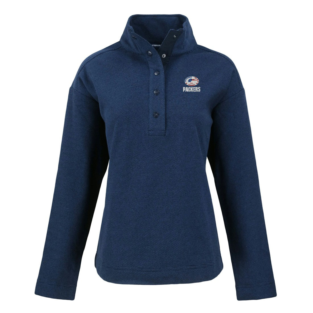 Green Bay Packers Cutter & Buck Women's Hunts Point Eco Half-Snap Sweatshirt - Navy discount