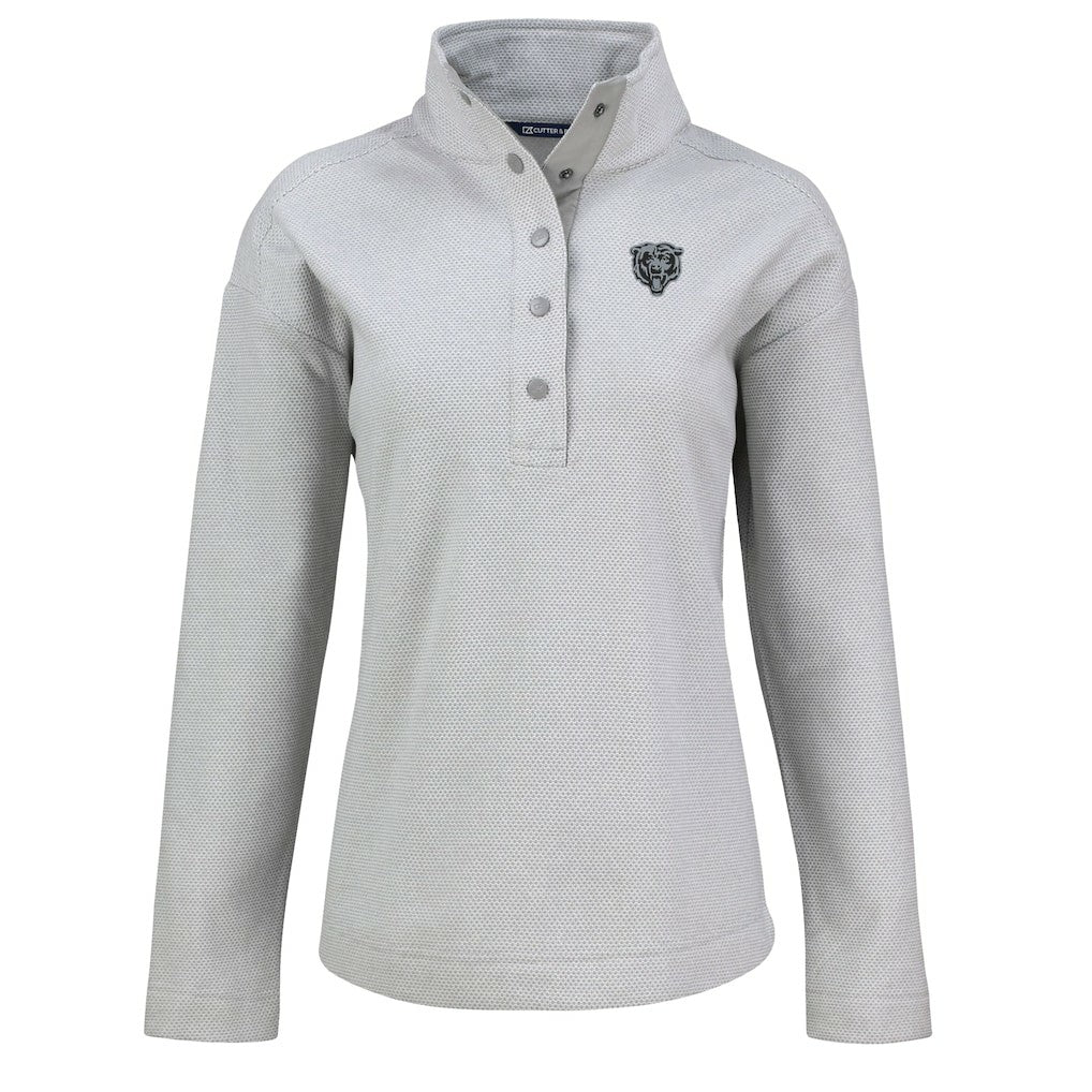 Chicago Bears Cutter & Buck Women's Hunts Point Eco Half-Snap Sweatshirt - Gray cheap