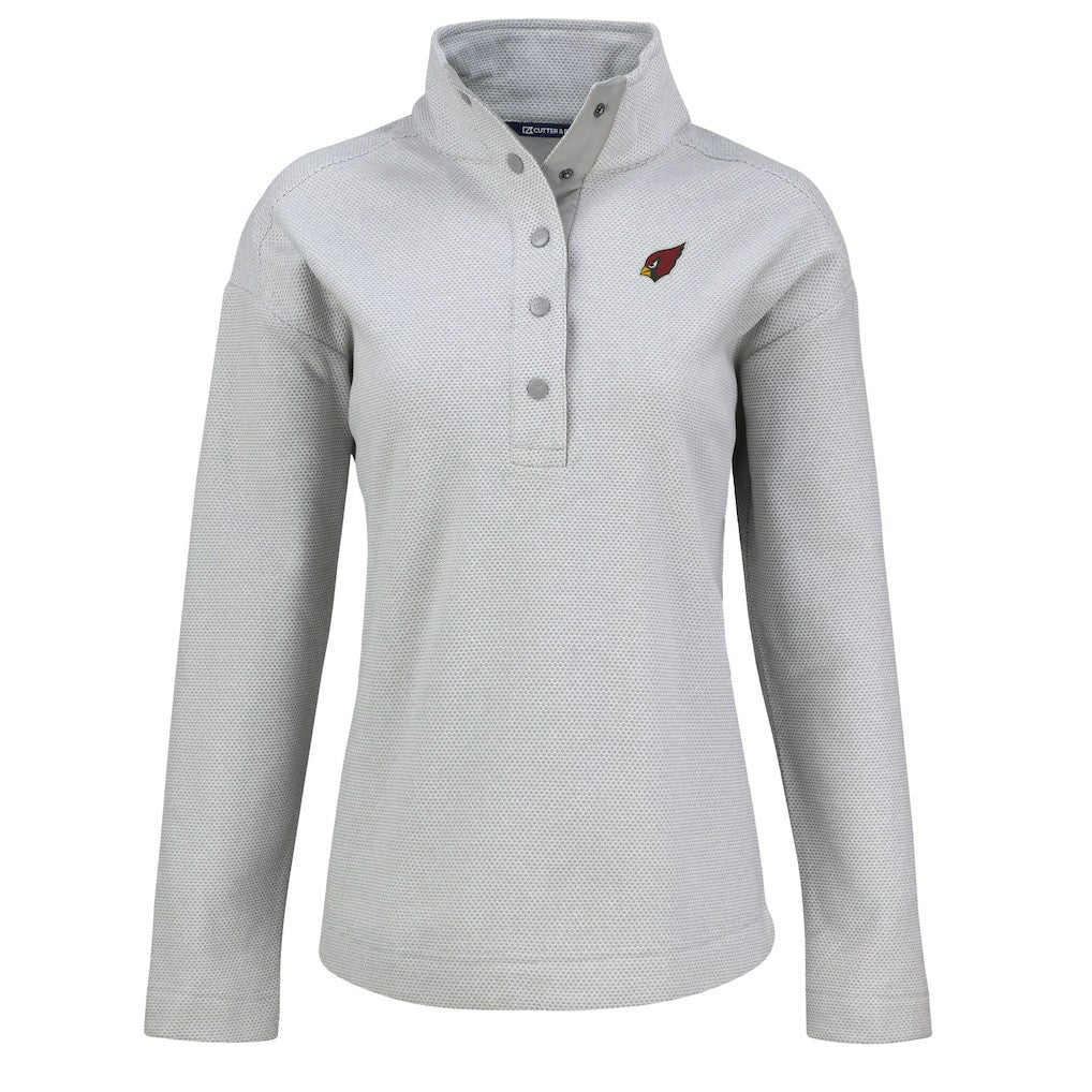 Arizona Cardinals Cutter & Buck Women's Hunts Point Eco Half-Snap Sweatshirt - Gray outlet