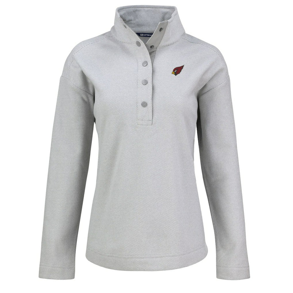 Arizona Cardinals Cutter & Buck Women's Hunts Point Eco Half-Snap Sweatshirt - Gray outlet