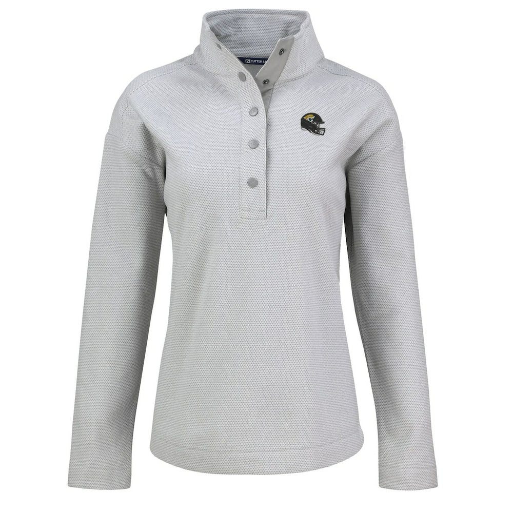 Jacksonville Jaguars Cutter & Buck Women's Hunts Point Eco Half-Snap Sweatshirt - Gray outlet