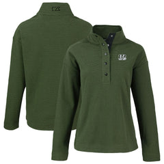 Cincinnati Bengals Cutter & Buck Women's Hunts Point Eco Half-Snap Sweatshirt - Green for sale