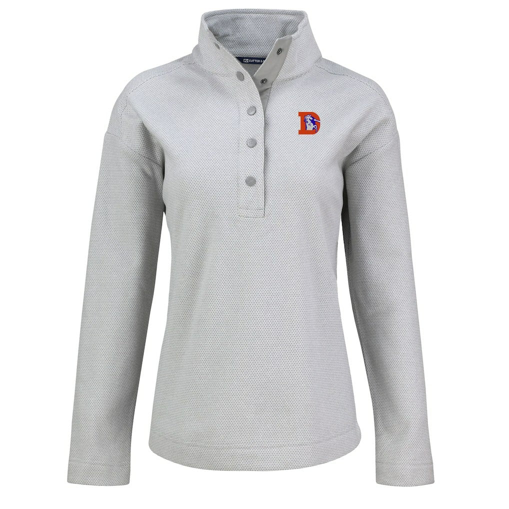 Denver Broncos Cutter & Buck Women's Hunts Point Eco Half-Snap Sweatshirt - Gray online