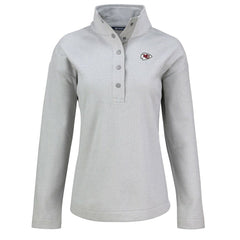 Kansas City Chiefs Cutter & Buck Women's Hunts Point Eco Half-Snap Sweatshirt - Gray discount