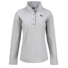 Denver Broncos Cutter & Buck Women's Hunts Point Eco Half-Snap Sweatshirt - Gray cheap