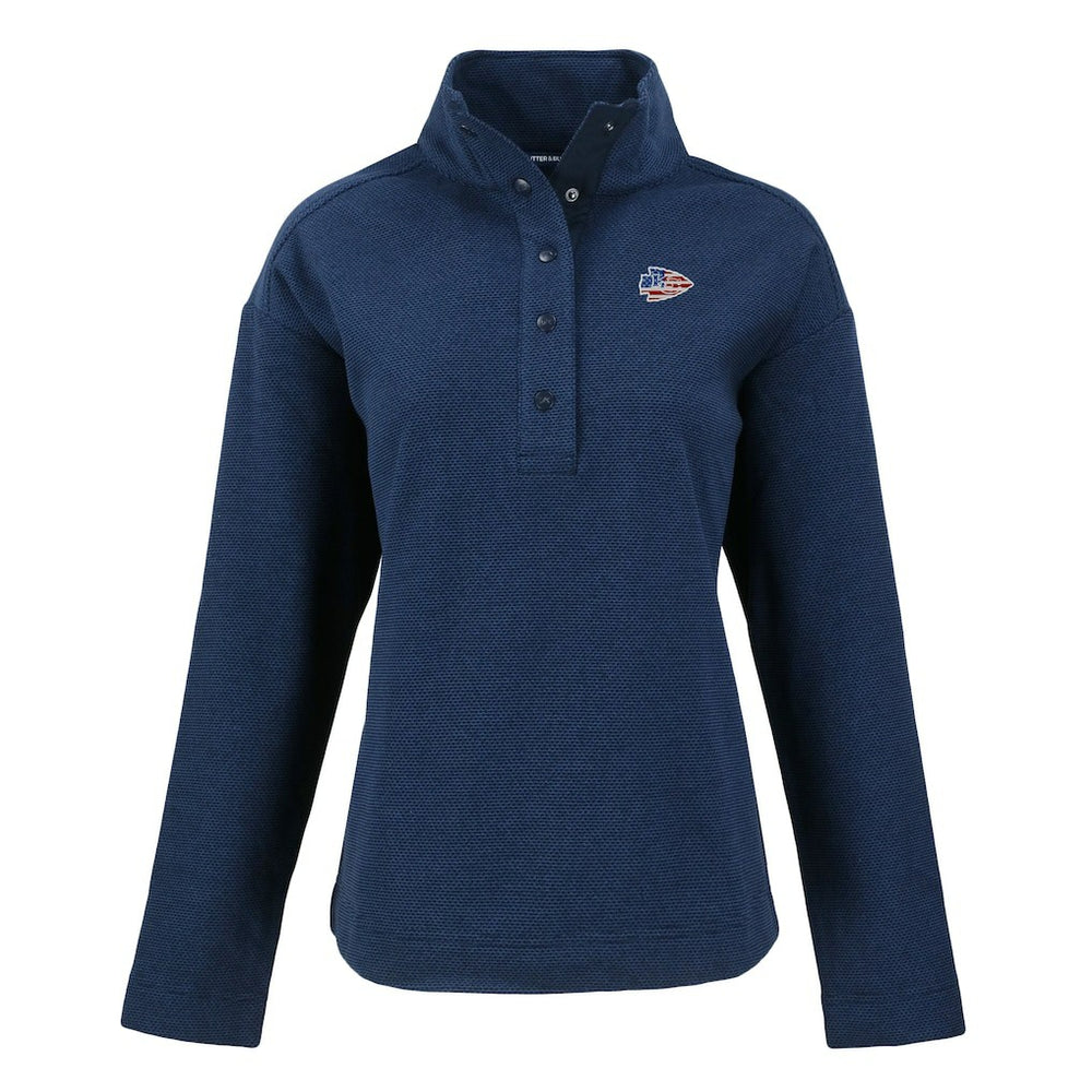 Kansas City Chiefs Cutter & Buck Women's Hunts Point Eco Half-Snap Sweatshirt - Navy outlet