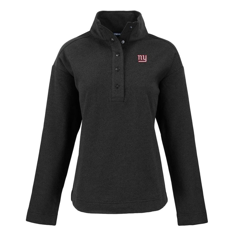New York Giants Cutter & Buck Women's Hunts Point Eco Half-Snap Sweatshirt - Black on sale