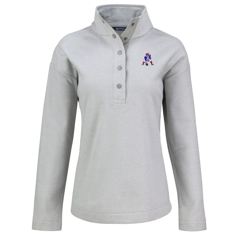 New England Patriots Cutter & Buck Women's Hunts Point Eco Half-Snap Sweatshirt - Gray online