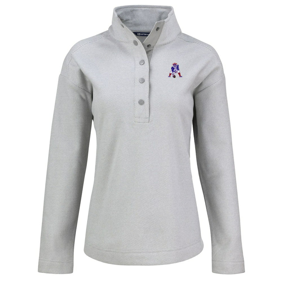New England Patriots Cutter & Buck Women's Hunts Point Eco Half-Snap Sweatshirt - Gray online