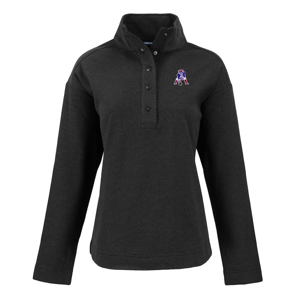 New England Patriots Cutter & Buck Women's Hunts Point Eco Half-Snap Sweatshirt - Black discount