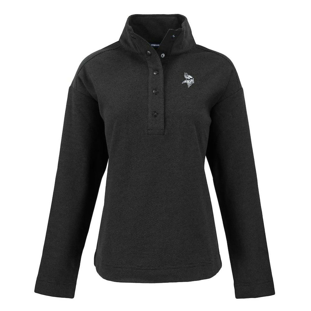 Minnesota Vikings Cutter & Buck Women's Hunts Point Eco Half-Snap Sweatshirt - Black online