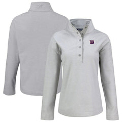 New York Giants Cutter & Buck Women's Hunts Point Eco Half-Snap Sweatshirt - Gray outlet