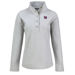 New York Giants Cutter & Buck Women's Hunts Point Eco Half-Snap Sweatshirt - Gray outlet