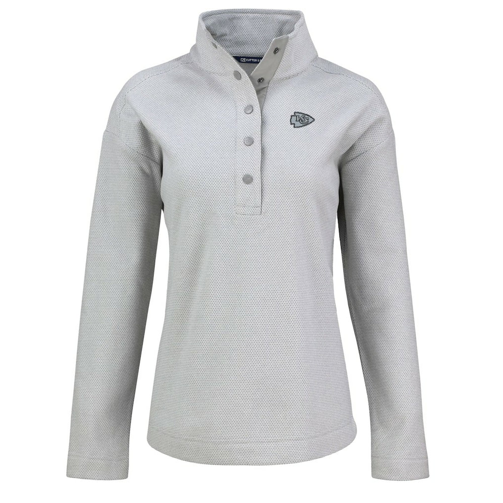 Kansas City Chiefs Cutter & Buck Women's Hunts Point Eco Half-Snap Sweatshirt - Gray online