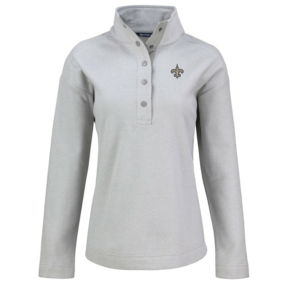 New Orleans Saints Cutter & Buck Women's Hunts Point Eco Half-Snap Sweatshirt - Gray for sale