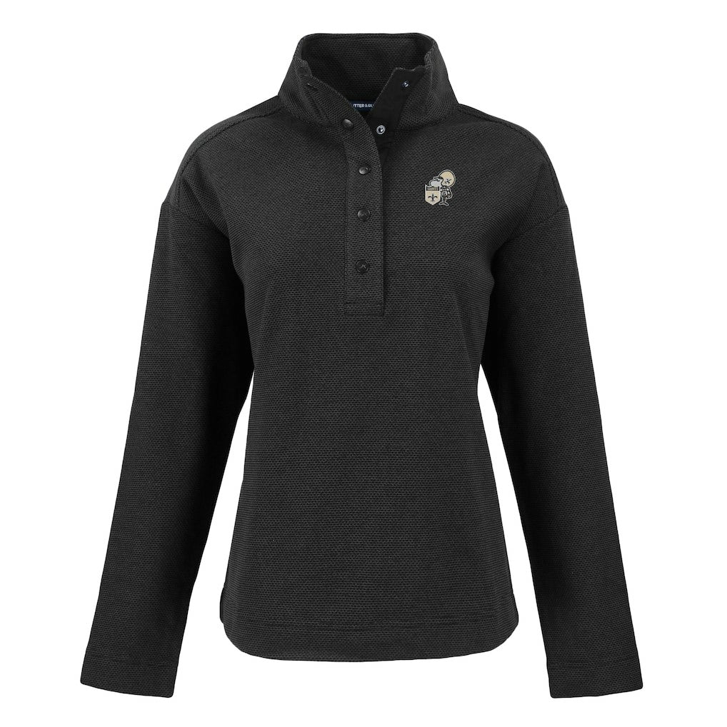 New Orleans Saints Cutter & Buck Women's Hunts Point Eco Half-Snap Sweatshirt - Black cheap