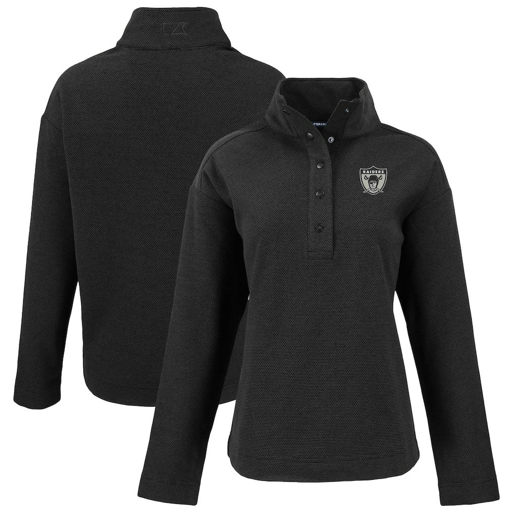 Las Vegas Raiders Cutter & Buck Women's Hunts Point Eco Half-Snap Sweatshirt - Black cheap