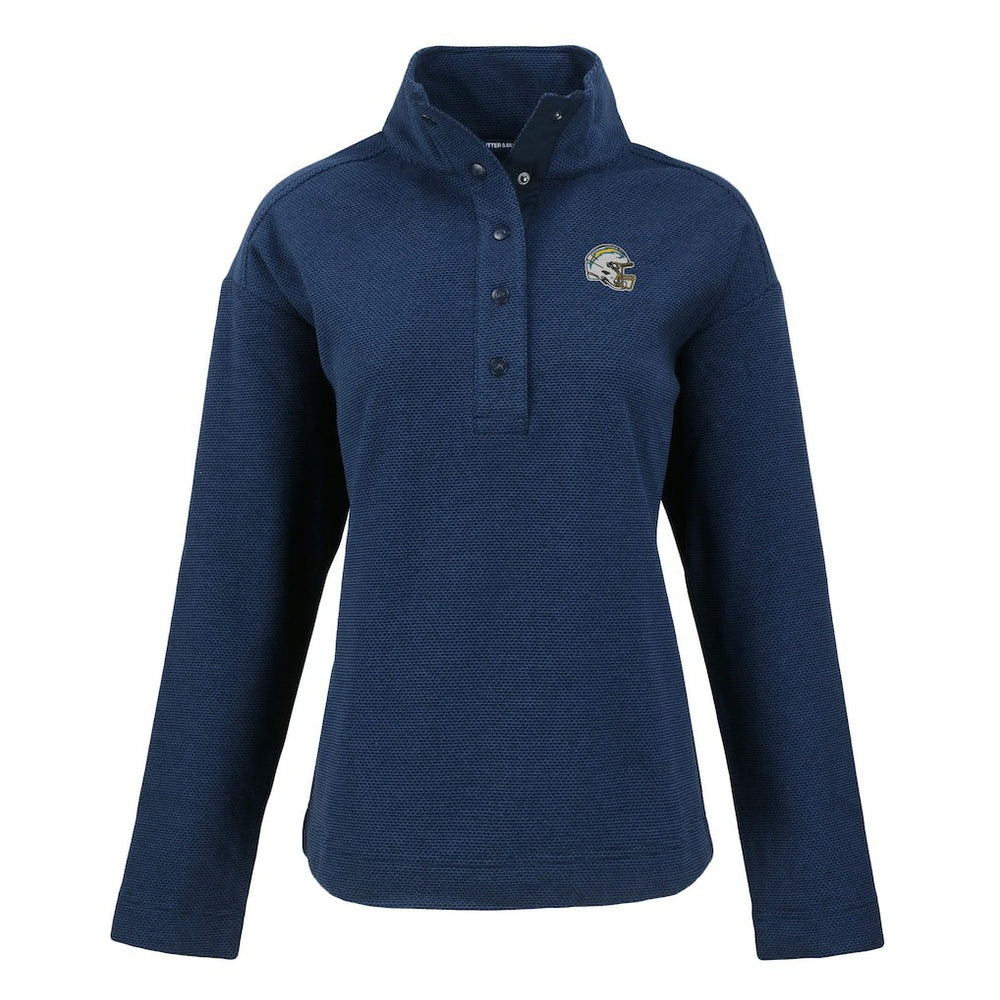 Los Angeles Chargers Cutter & Buck Women's Hunts Point Eco Half-Snap Sweatshirt - Navy on sale
