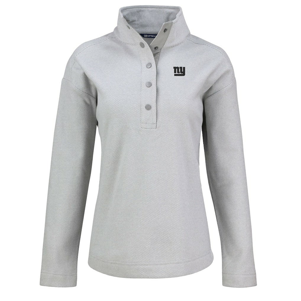 New York Giants Cutter & Buck Women's Hunts Point Eco Half-Snap Sweatshirt - Gray for sale