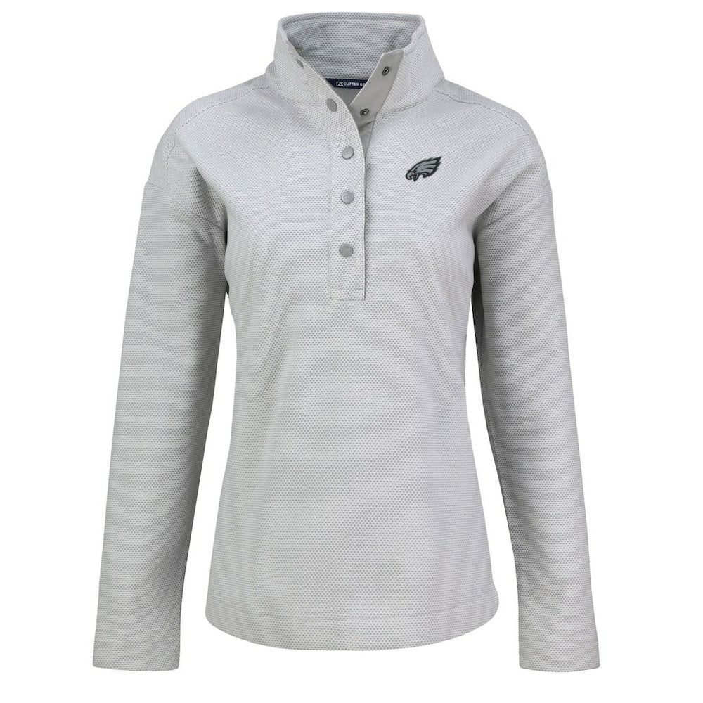 Philadelphia Eagles Cutter & Buck Women's Hunts Point Eco Half-Snap Sweatshirt - Gray cheap