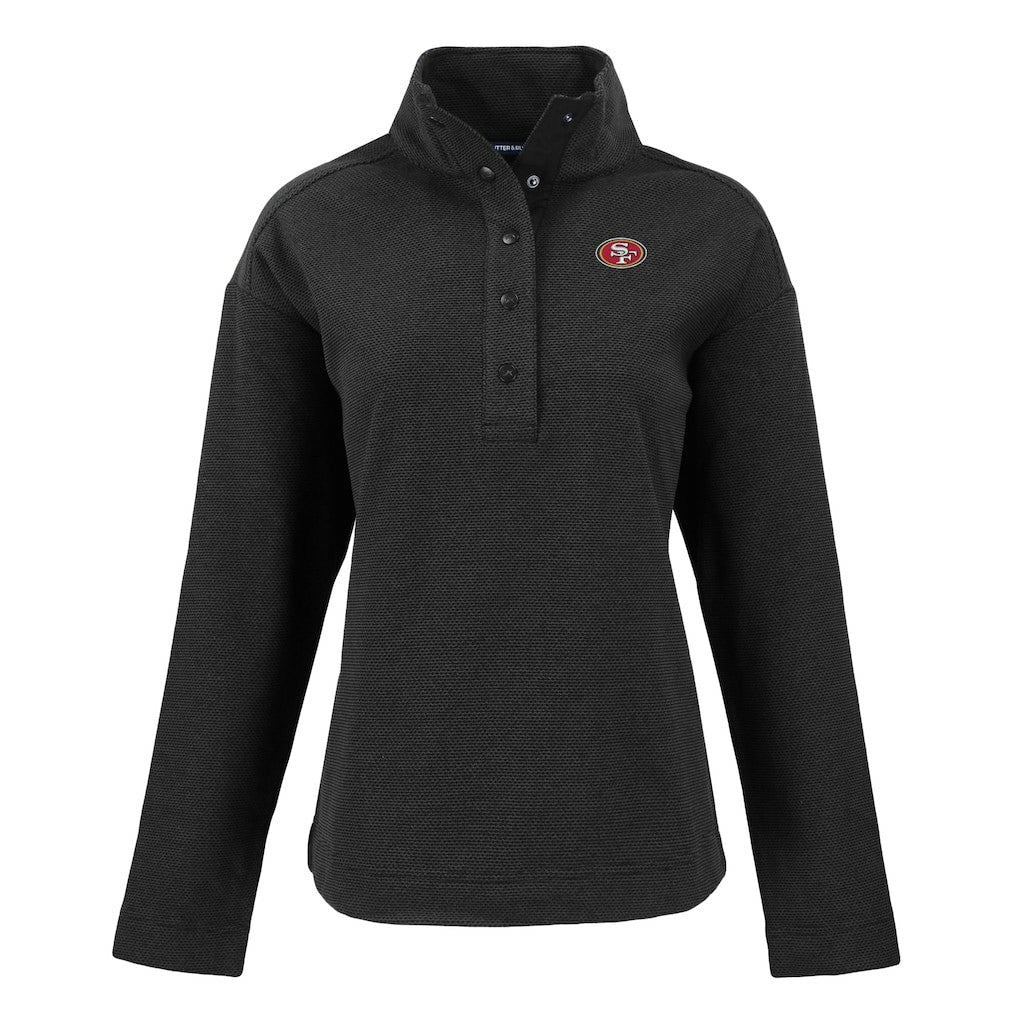 San Francisco 49ers Cutter & Buck Women's Hunts Point Eco Half-Snap Sweatshirt - Black for sale