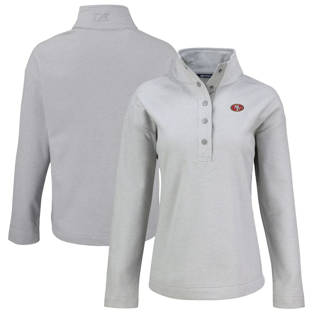 San Francisco 49ers Cutter & Buck Women's Hunts Point Eco Half-Snap Sweatshirt - Gray for sale