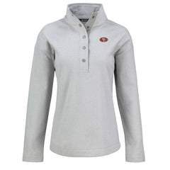 San Francisco 49ers Cutter & Buck Women's Hunts Point Eco Half-Snap Sweatshirt - Gray for sale