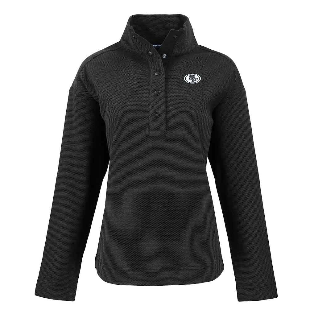 San Francisco 49ers Cutter & Buck Women's Hunts Point Eco Half-Snap Sweatshirt - Black online