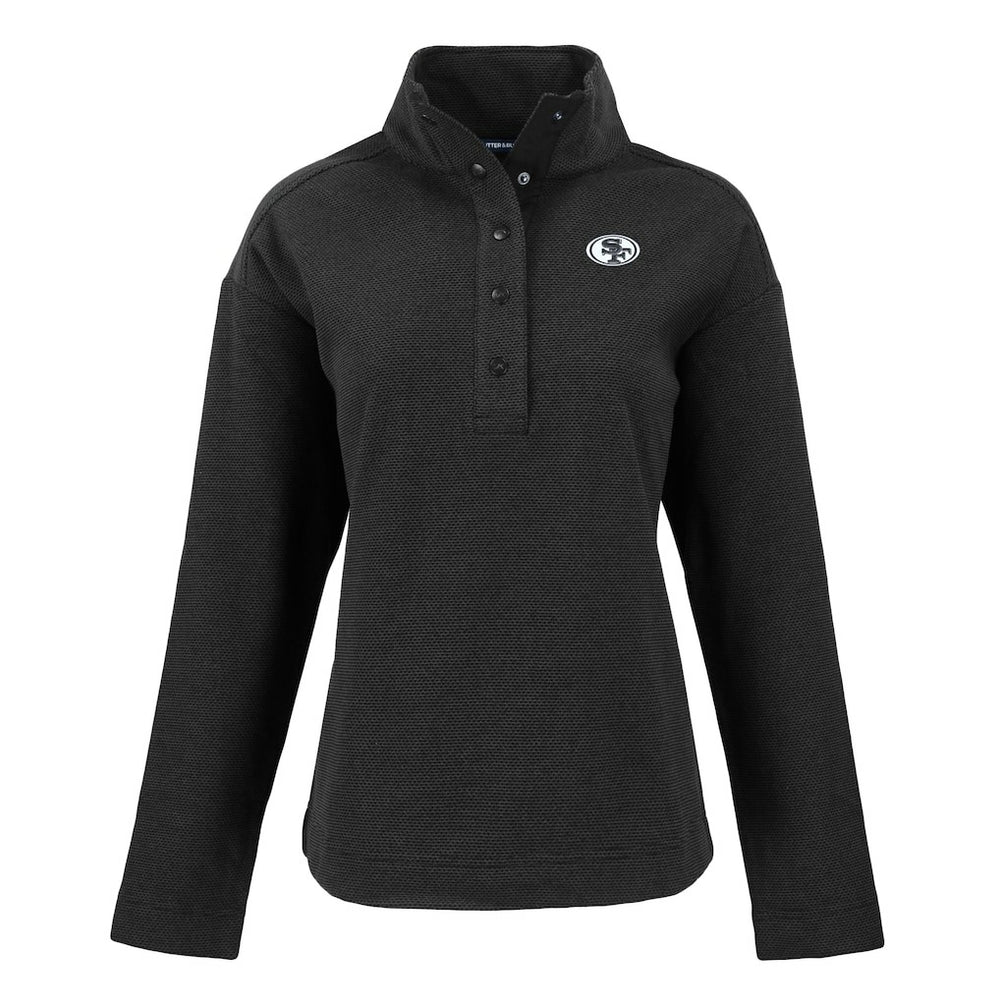 San Francisco 49ers Cutter & Buck Women's Hunts Point Eco Half-Snap Sweatshirt - Black online