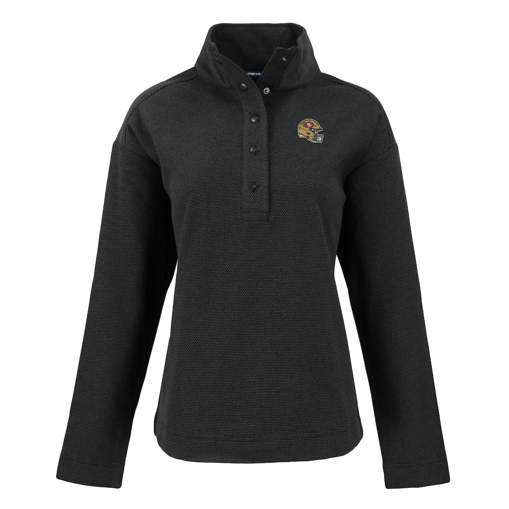 San Francisco 49ers Cutter & Buck Women's Hunts Point Eco Half-Snap Sweatshirt - Black on sale