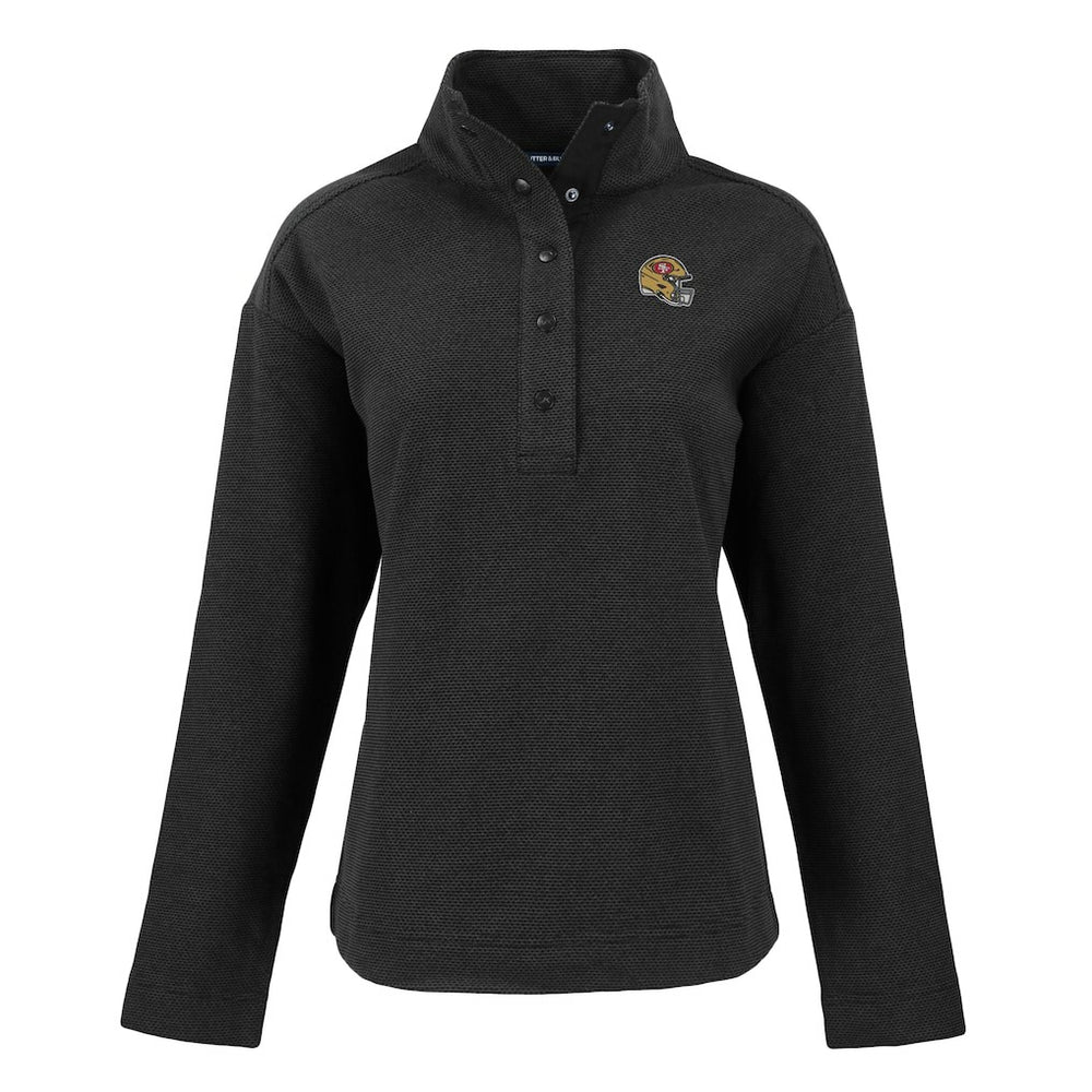 San Francisco 49ers Cutter & Buck Women's Hunts Point Eco Half-Snap Sweatshirt - Black on sale