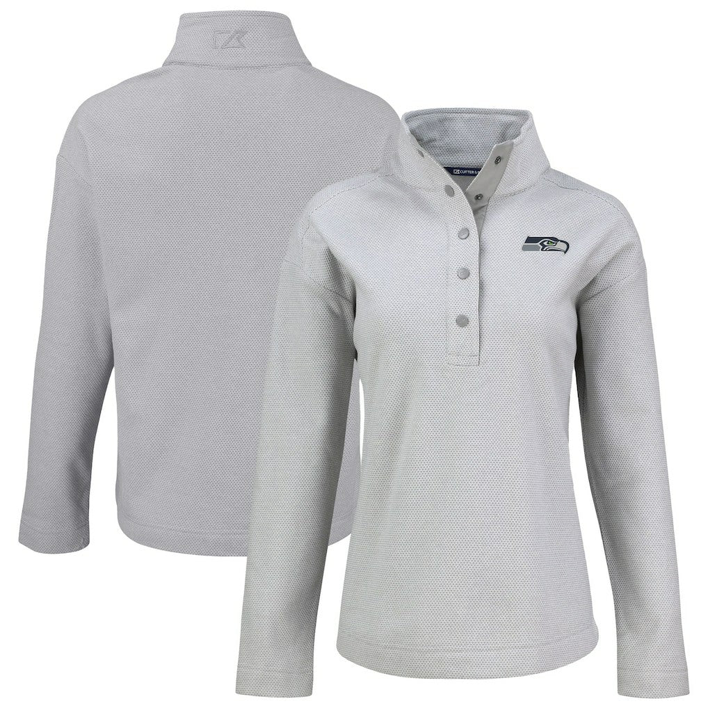Seattle Seahawks Cutter & Buck Women's Hunts Point Eco Half-Snap Sweatshirt - Gray online