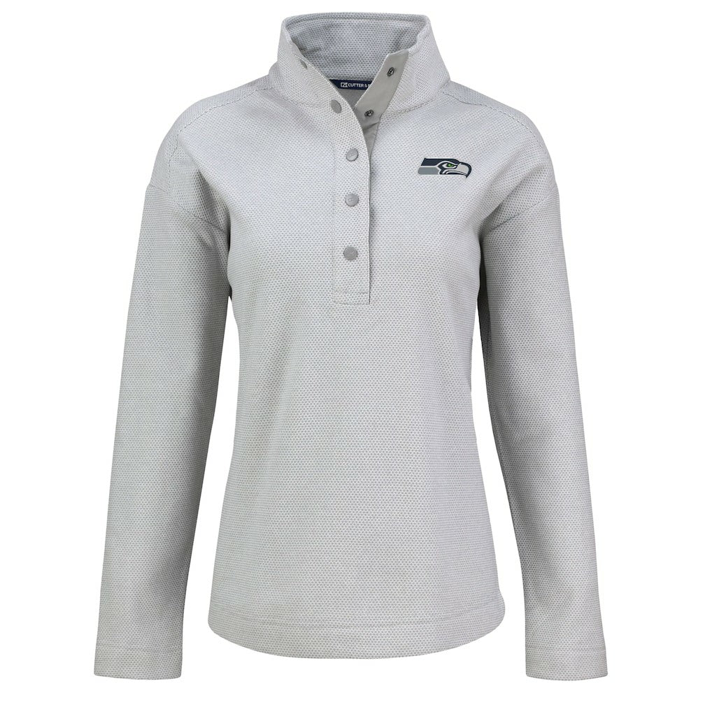 Seattle Seahawks Cutter & Buck Women's Hunts Point Eco Half-Snap Sweatshirt - Gray online