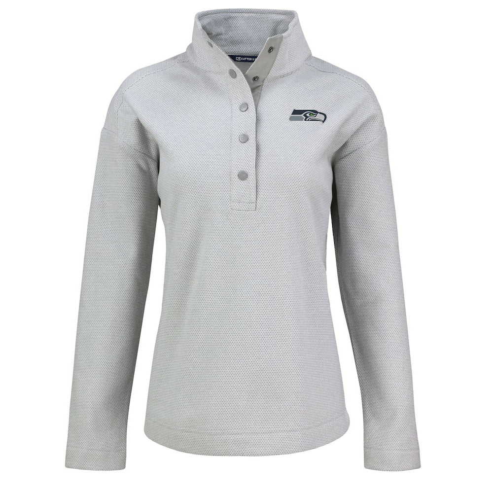 Seattle Seahawks Cutter & Buck Women's Hunts Point Eco Half-Snap Sweatshirt - Gray online