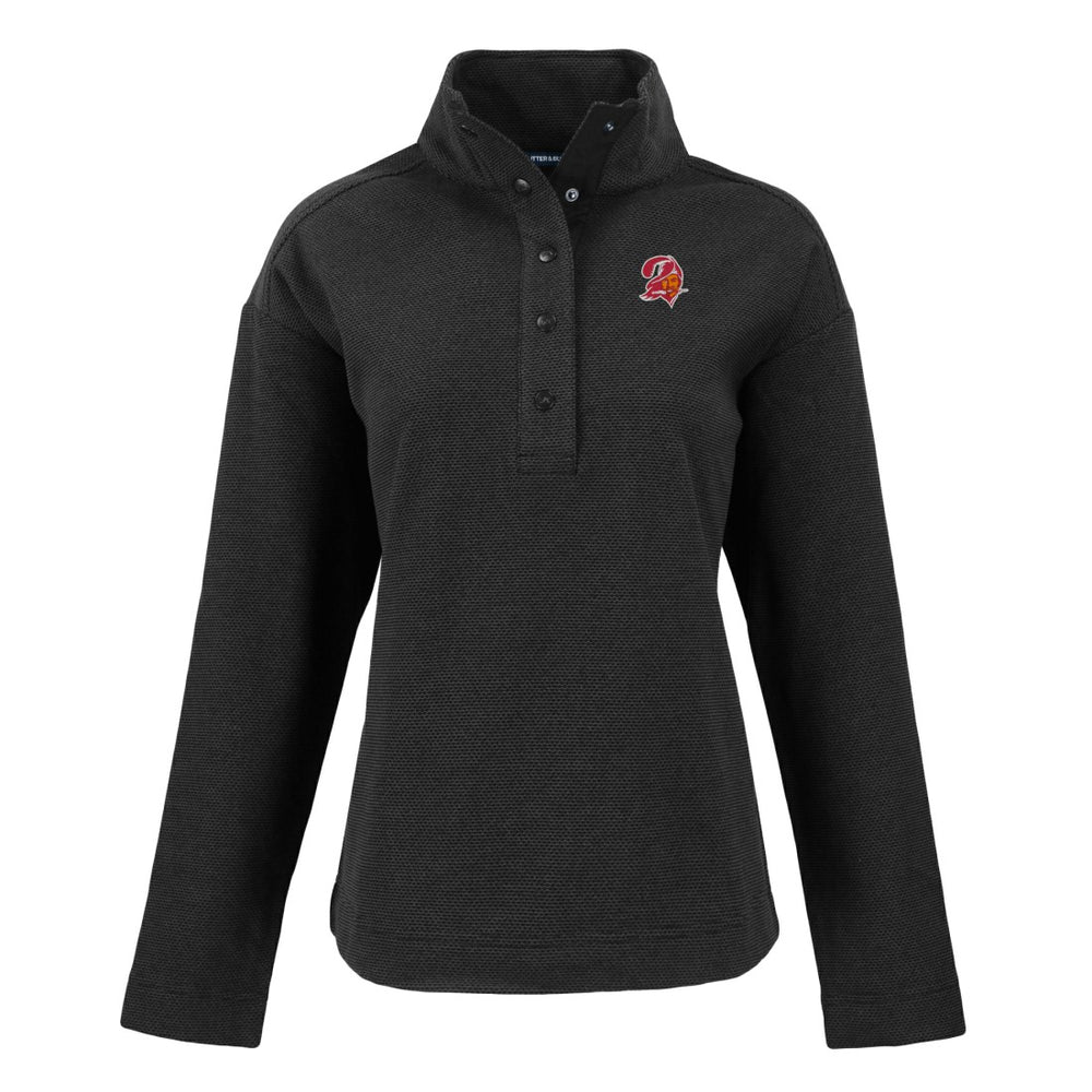 Tampa Bay Buccaneers Cutter & Buck Women's Hunts Point Eco Half-Snap Sweatshirt - Black cheap